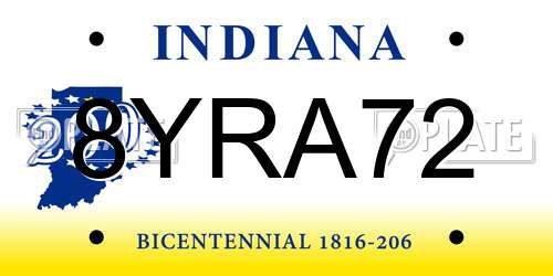 8YRA72 Indiana License Plate