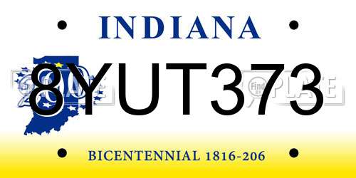 8YUT373 Indiana License Plate