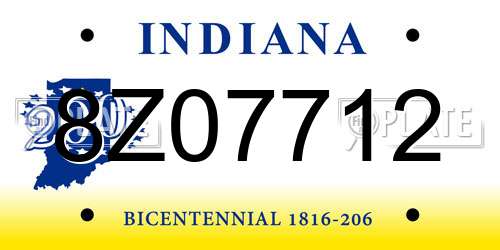 8Z07712 Indiana License Plate