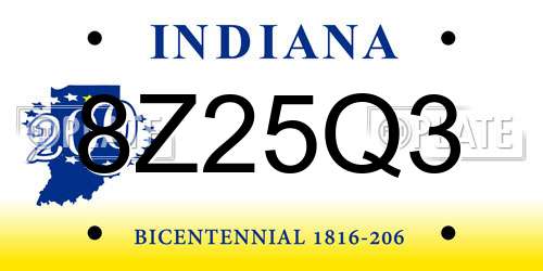 8Z25Q3 Indiana License Plate