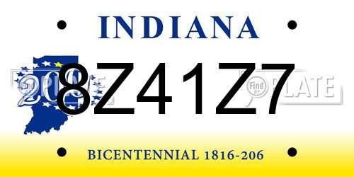 8Z41Z7 Indiana License Plate