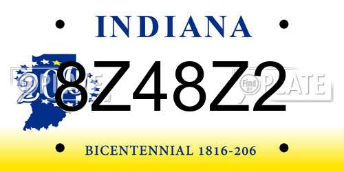 8Z48Z2 Indiana License Plate