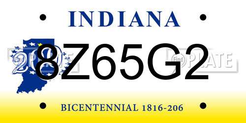 8Z65G2 Indiana License Plate
