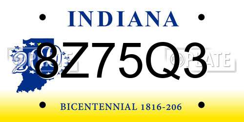 8Z75Q3 Indiana License Plate