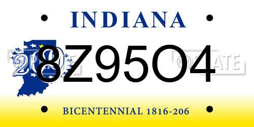 8Z95O4 Indiana License Plate