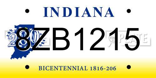 8ZB1215 Indiana License Plate