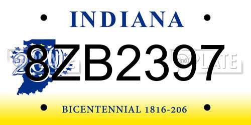 8ZB2397 Indiana License Plate