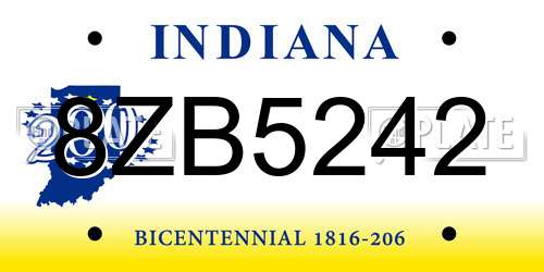 8ZB5242 Indiana License Plate