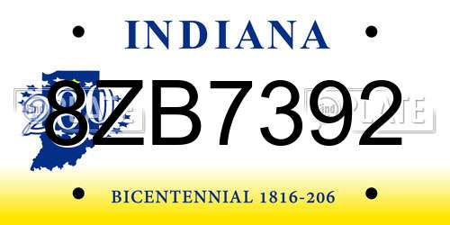 8ZB7392 Indiana License Plate