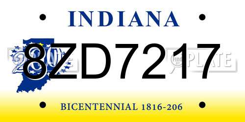 8ZD7217 Indiana License Plate