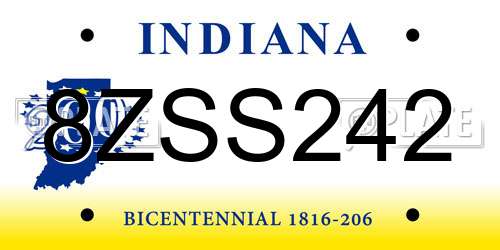 8ZSS242 Indiana License Plate