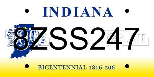 8ZSS247 Indiana License Plate