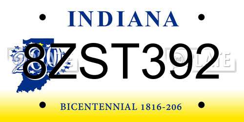 8ZST392 Indiana License Plate