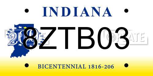 8ZTB03 Indiana License Plate