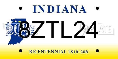 8ZTL24 Indiana License Plate