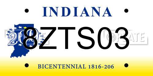 8ZTS03 Indiana License Plate