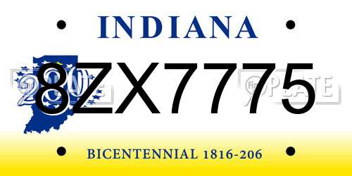 8ZX7775 Indiana License Plate