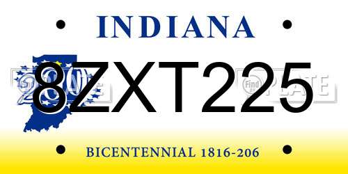 8ZXT225 Indiana License Plate