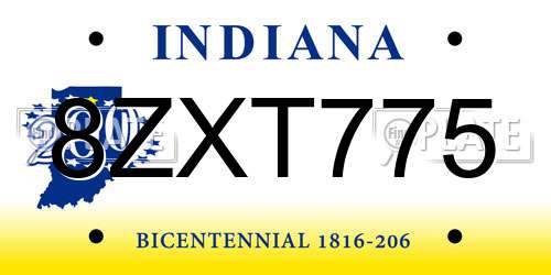 8ZXT775 Indiana License Plate