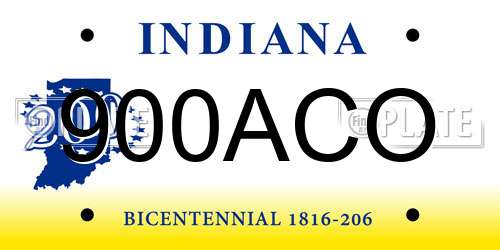 900ACO Indiana License Plate