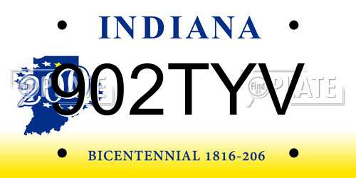 902TYV Indiana License Plate