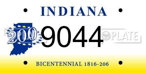 9044 Indiana License Plate