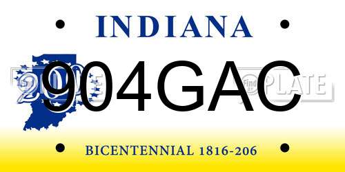 904GAC Indiana License Plate