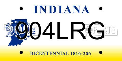 904LRG Indiana License Plate