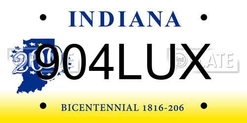 904LUX Indiana License Plate