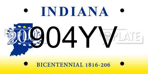 904YV Indiana License Plate