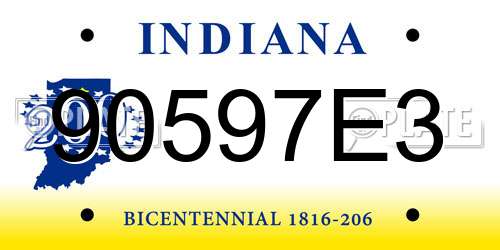 90597E3 Indiana License Plate