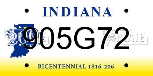 905G72 Indiana License Plate