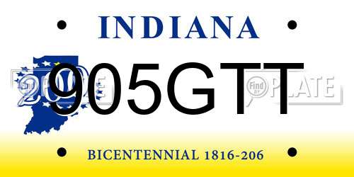 905GTT Indiana License Plate