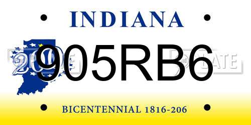 905RB6 Indiana License Plate