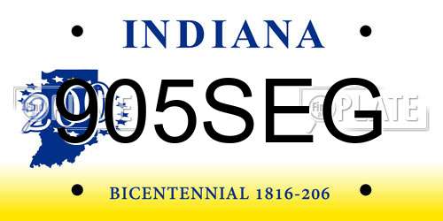 905SEG Indiana License Plate
