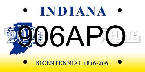 906APO Indiana License Plate