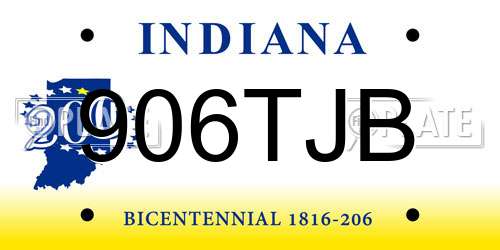 906TJB Indiana License Plate