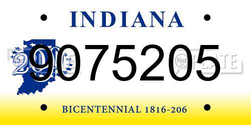 9075205 Indiana License Plate