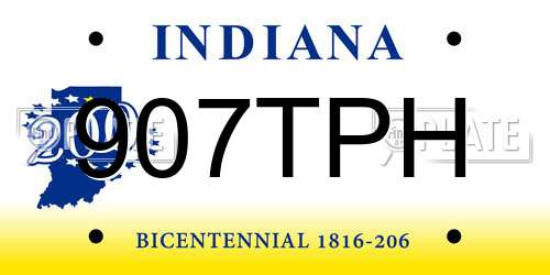 907TPH Indiana License Plate