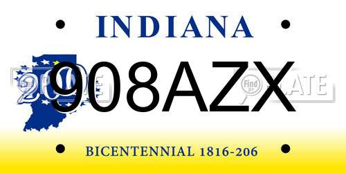 908AZX Indiana License Plate