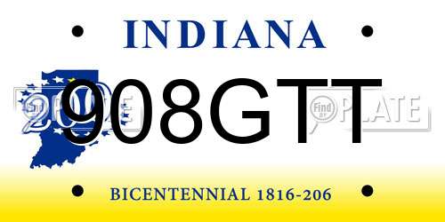 908GTT Indiana License Plate