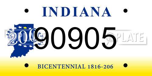 90905 Indiana License Plate