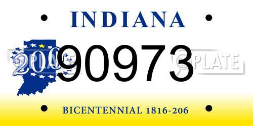 90973 Indiana License Plate