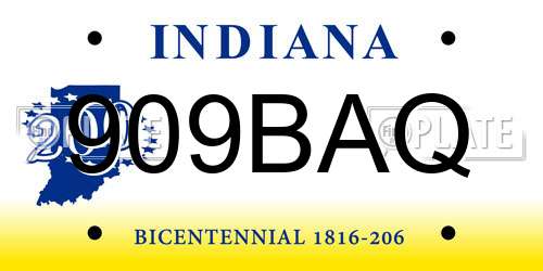 909BAQ Indiana License Plate