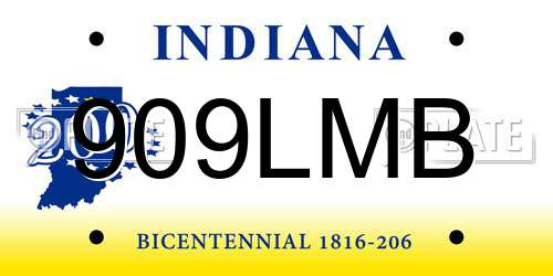 909LMB Indiana License Plate