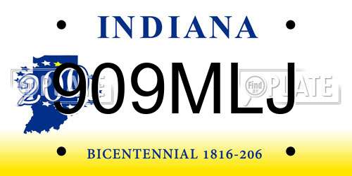 909MLJ Indiana License Plate