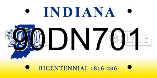 90DN701 Indiana License Plate