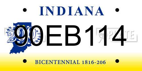 90EB114 Indiana License Plate
