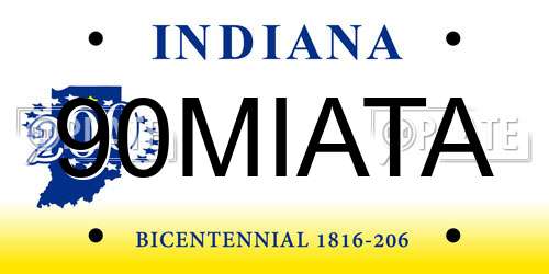 90MIATA Indiana License Plate