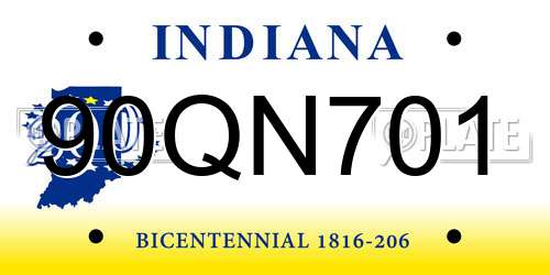 90QN701 Indiana License Plate